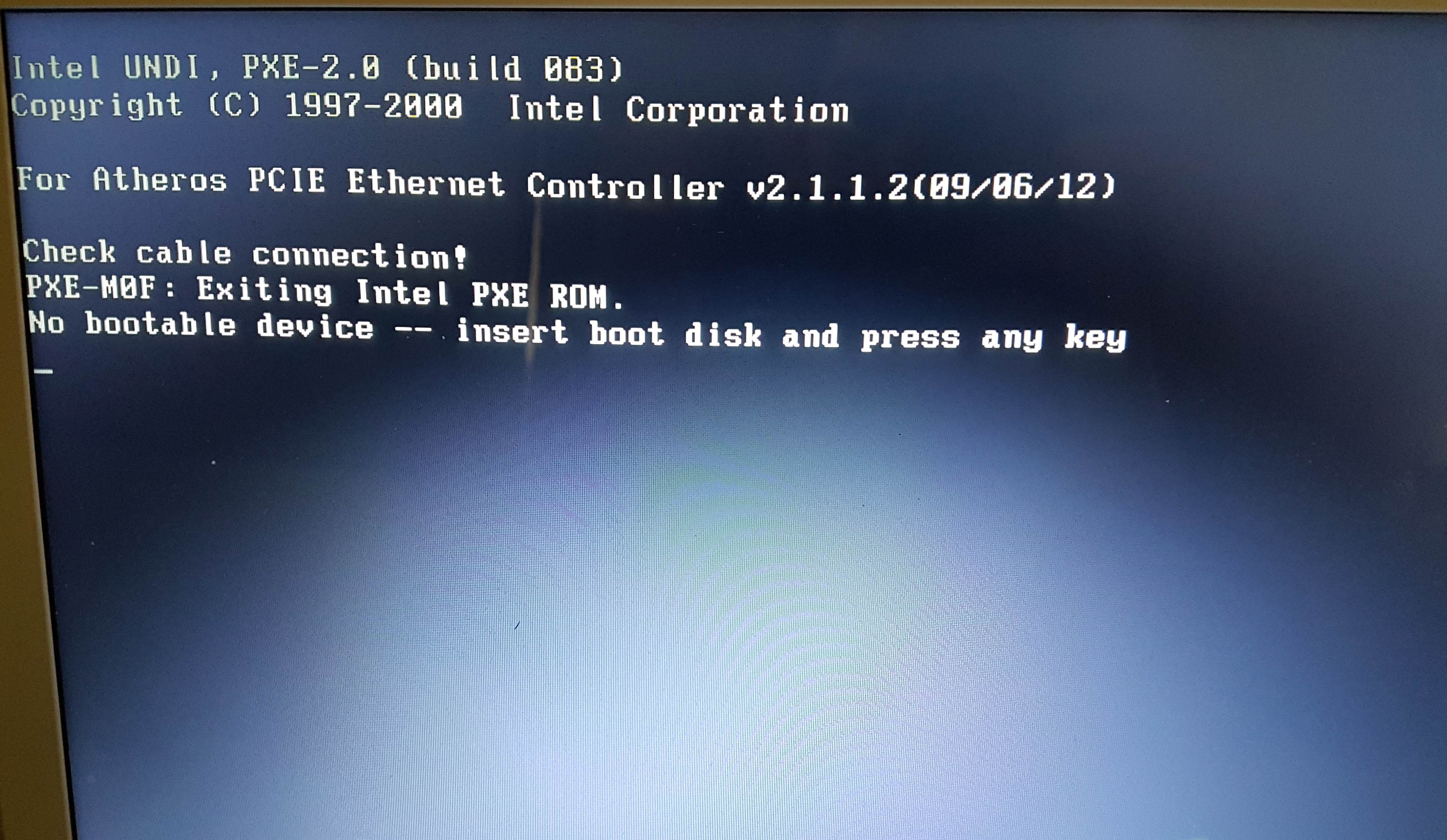 Ошибка no bootable device insert boot disk and press any key, причина - неисправный блок питания