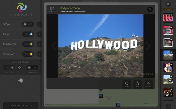 PhotoWhirl для Windows 8 и RT: изысканное приложение для просмотра фотографий на карте