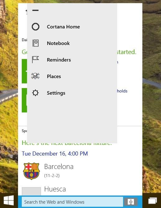 Cortana в Windows 10 build 9901