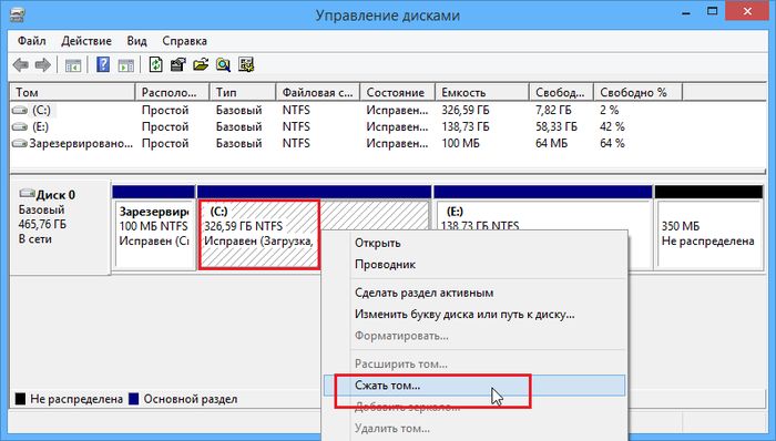 Как сжать том или раздел в Windows