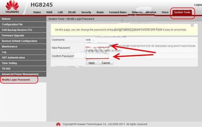 Настройка роутера Huawei HG8245