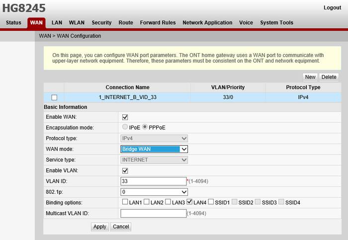 Настройка роутера Huawei HG8245