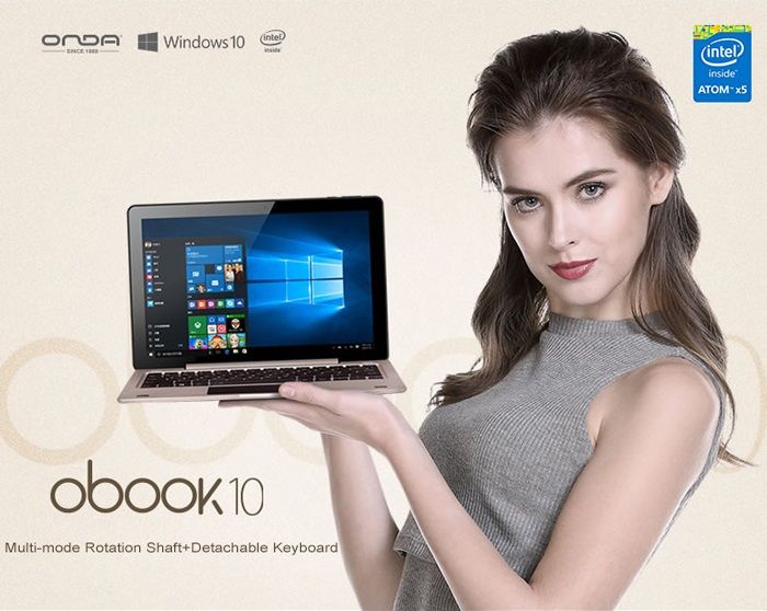 Onda OBook10: новый мультирежимный компьютер с Windows 10 и процессором Intel Cherry Trail