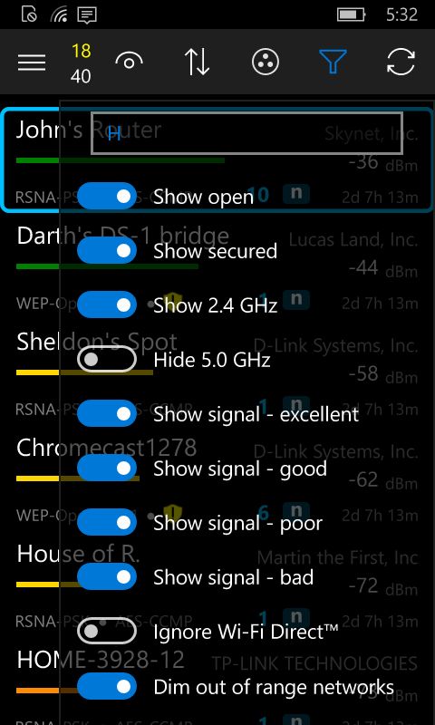 WiFi Commander – менеджер беспроводных сетей для Windows 10 и Windows 10 Mobile