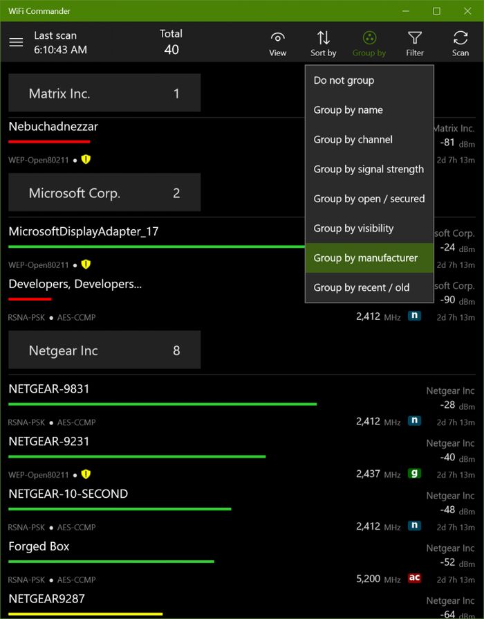 WiFi Commander – менеджер беспроводных сетей для Windows 10 и Windows 10 Mobile