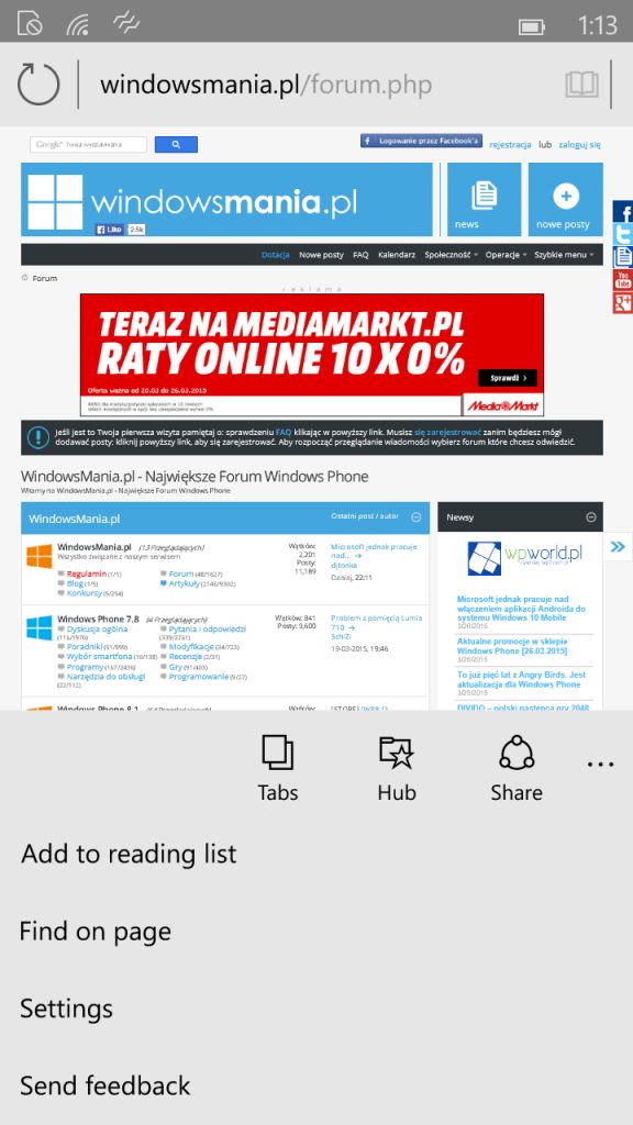 Windows 10 для смартфонов: скриншоты Spartan