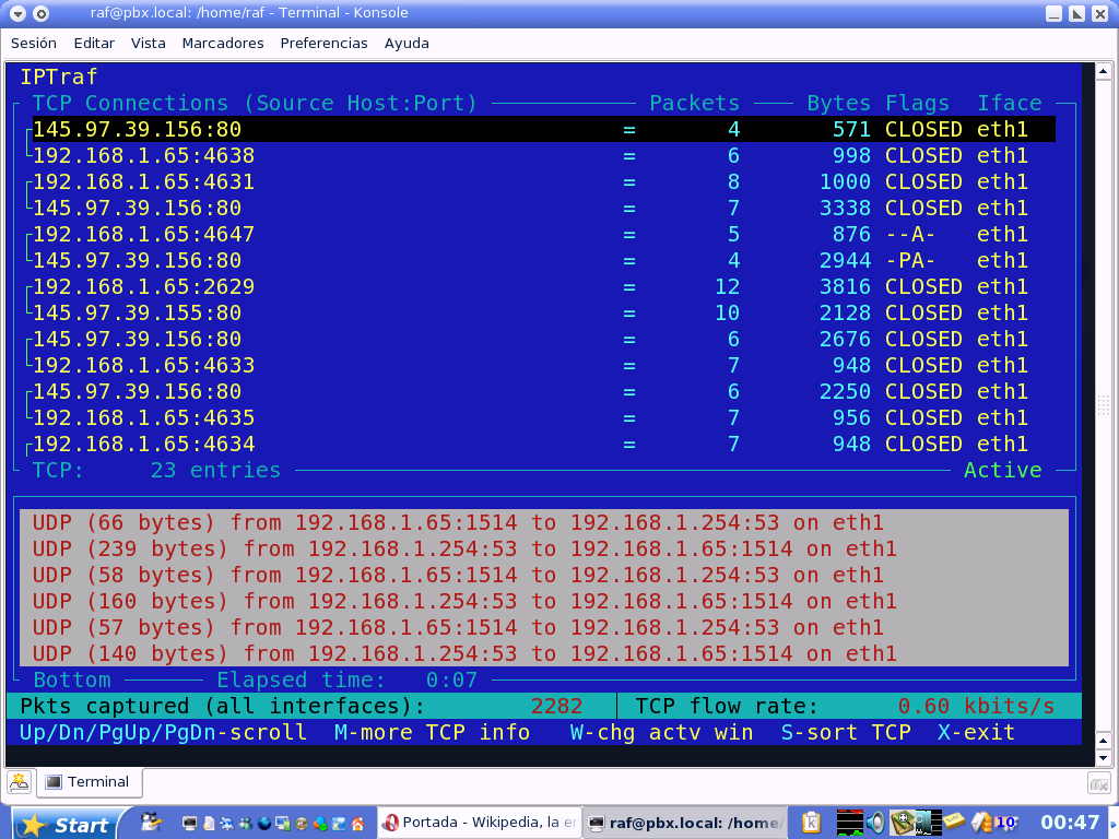 Iptraf: интерактивный мониторинг сети