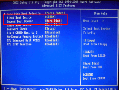 Как выставить загрузку с диска?
