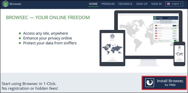 Расширение Browsec для Google Chrome