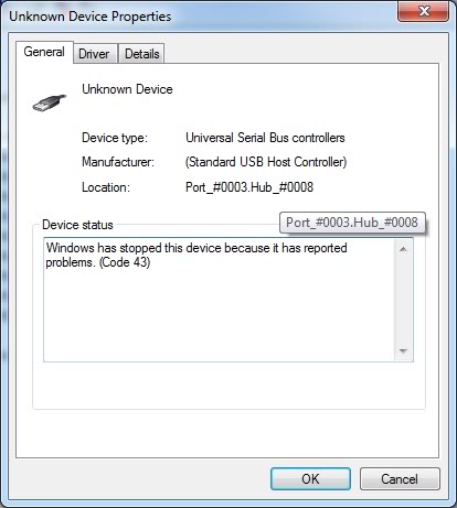 Что это такое Unknown Device и как исправить код 43